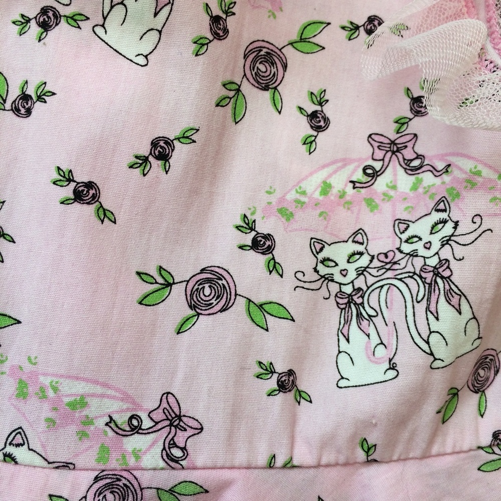 Pink Rainy Day Cats Ruffle Dress - Picture 4 of 6